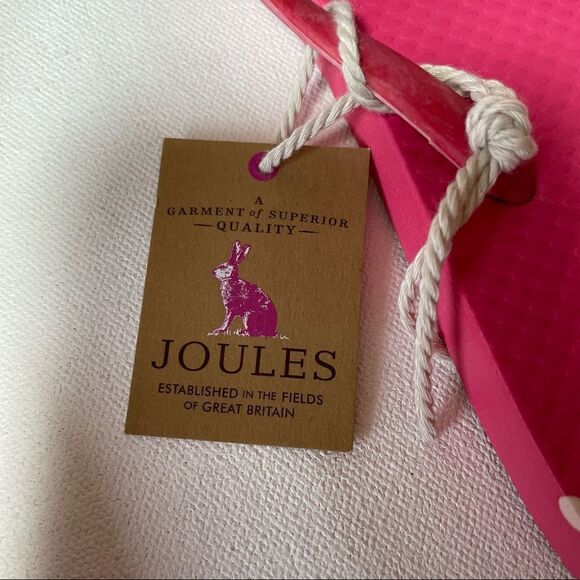 Joules flip flops fuschia polka dot rabbits NWT read description - Picture 5 of 6